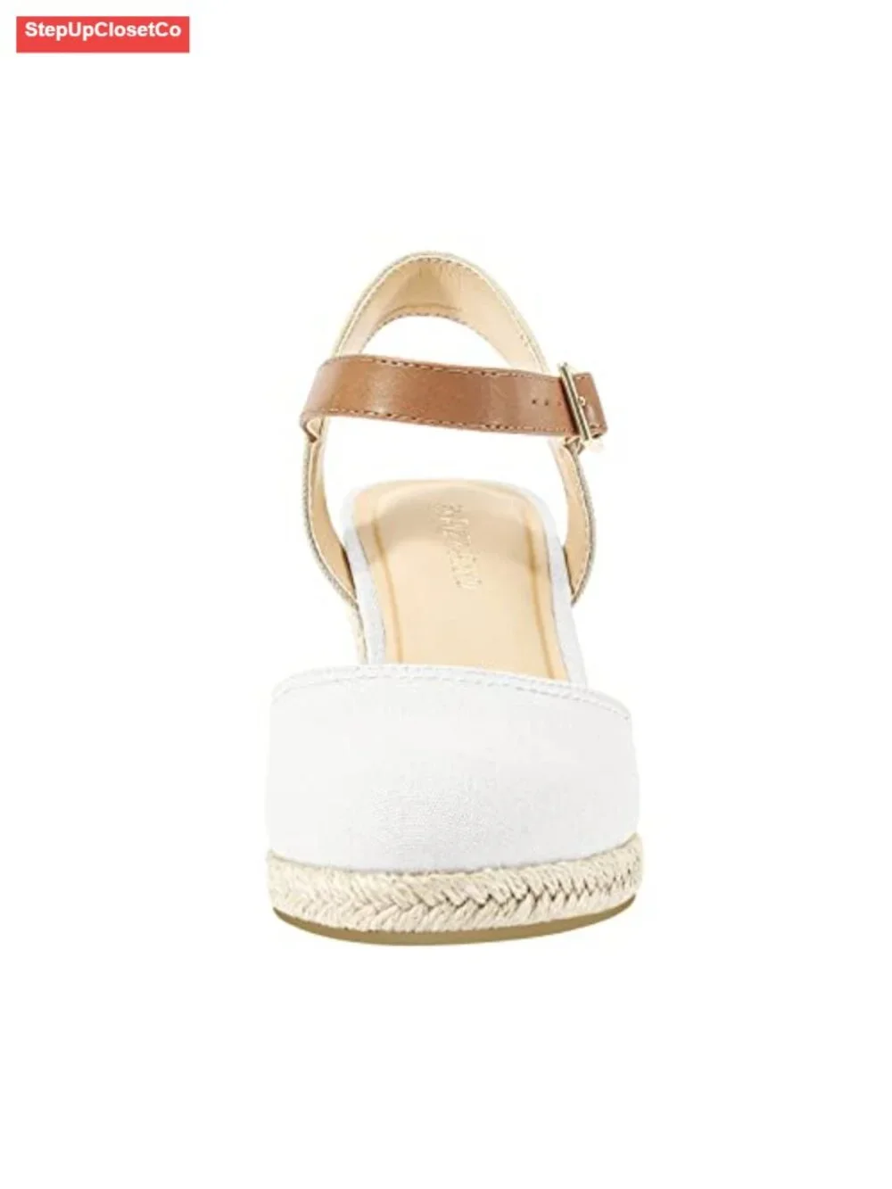 Espadrille Low Wedge Heel Sandals with Buckle Ankle Strap Closed Toe Platform